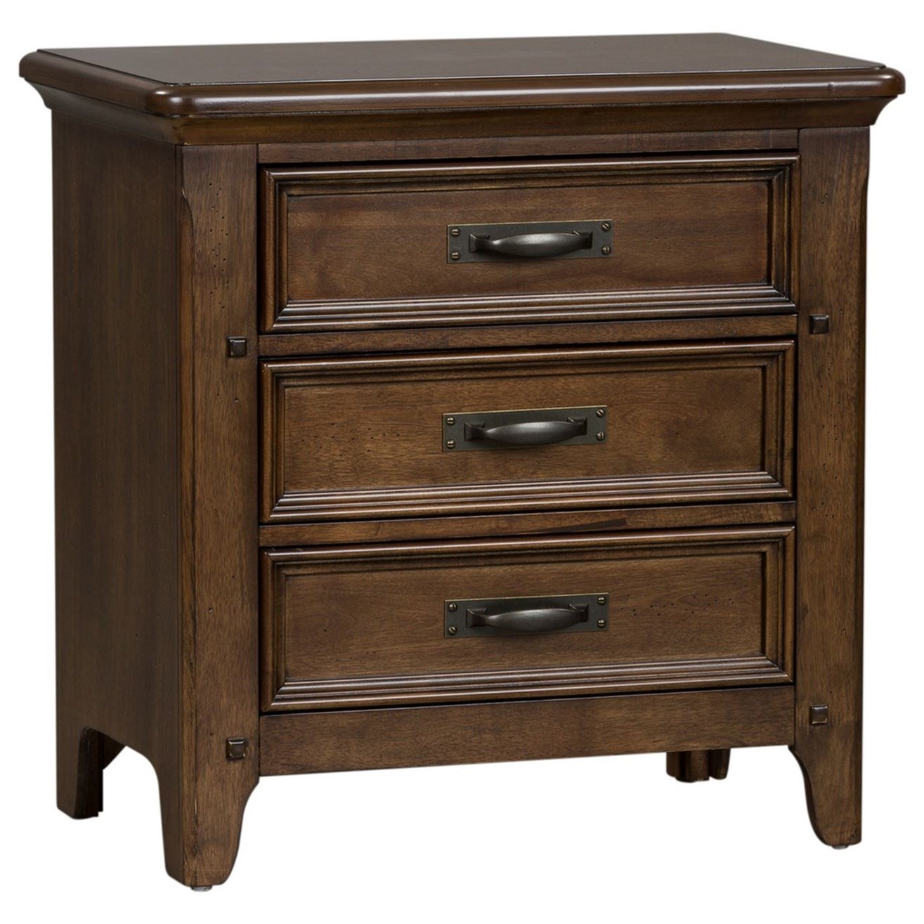 Liberty Furniture Saddlebrook 000000751434 Traditional 3 Drawer Nightstand with FeltLined Top
